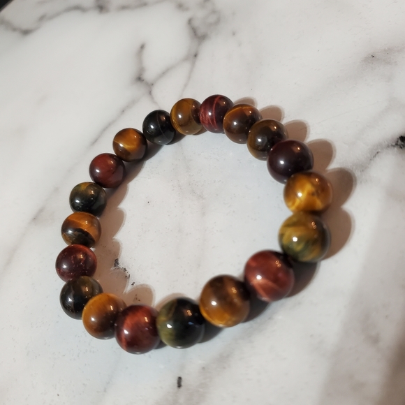 Tiger Eye Beaded Stretch Bracelet - Picture 3 of 7